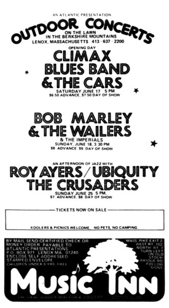 Bob Marley advert in The Boston Phoenix dated 6 June 1978...