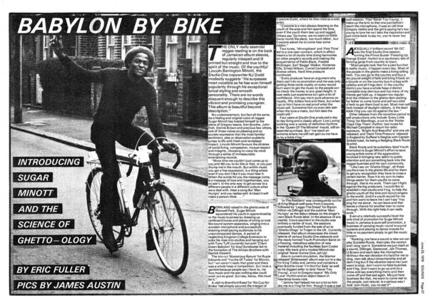 Sugar Minott interview in Sounds dated June 23, 1979...