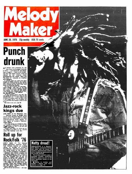 Bob Marley on the cover of Melody Maker dated June 26, 1976...