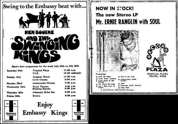 2 adverts in The Daily Gleaner dated July 20, 1968...