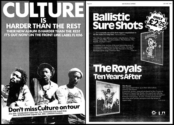 2 adverts in NME dated July 15th, 1978...