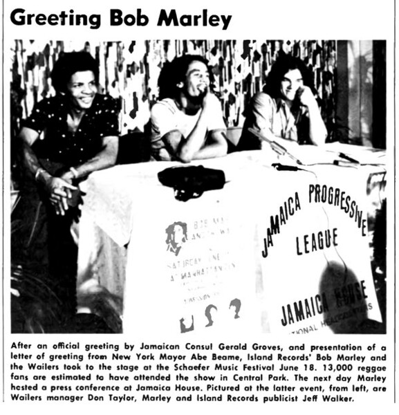 Bob Marley photo in Record World dated July 12, 1975...