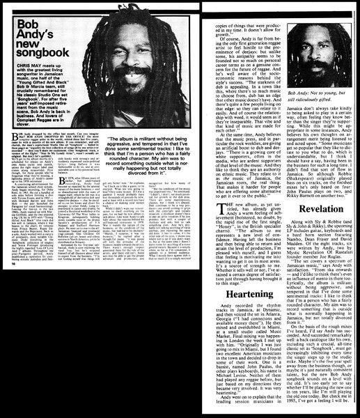 BOB ANDY featured in the August 1983 edition of Black Music & Jazz Review...
