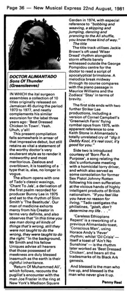 3 album reviews in NME dated 22nd August, 1981...