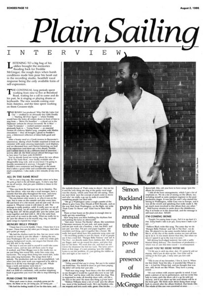 Freddie Mcgregor interview in Echoes dated August 2, 1986...