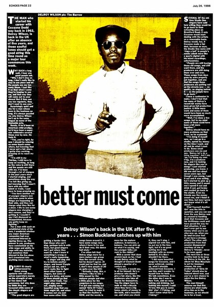 DELROY WILSON interview in ECHOES dated July 26, 1986...