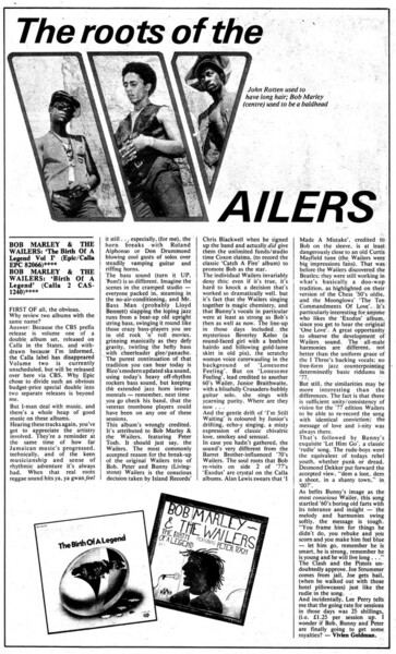 Wailers review in Sounds dated July 23, 1977...