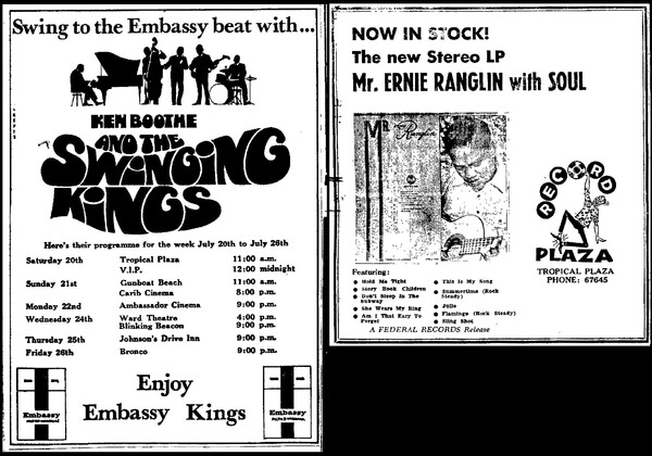 2 adverts in The Daily Gleaner dated July 20, 1968...