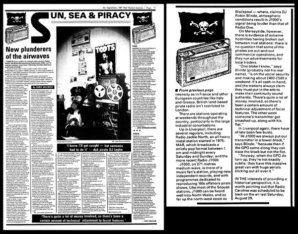SUN, SEA & PIRACY - NME - 5th September, 1981...
