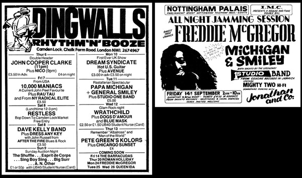 2 adverts in NME dated 8th September, 1984...