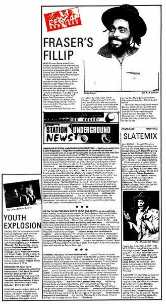 REGGAE RUNNINGS and STATION UNDERGROUND NEWS in NME dated 4th September, 1982...