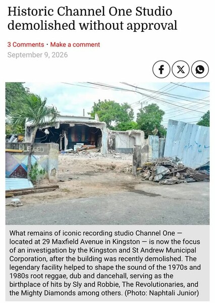 Historic Channel One Studio demolished without approval