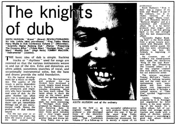 THE KNIGHTS OF DUB - Melody Maker, September 17, 1977...