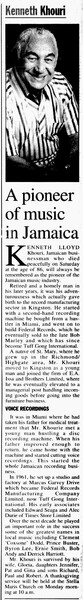KEN KHOURI - The Gleaner - September 24, 2003...
