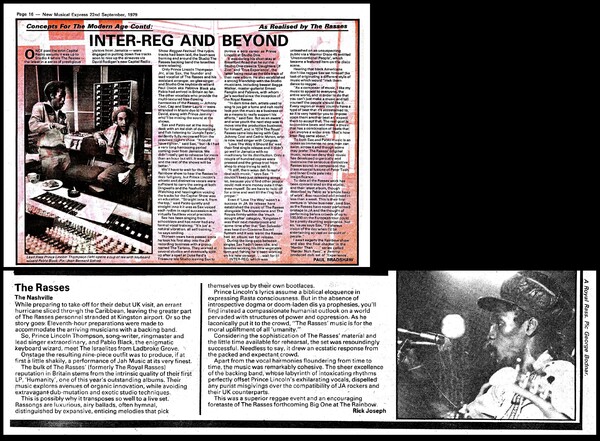 THE RASSES - NME - 22nd September, 1979...