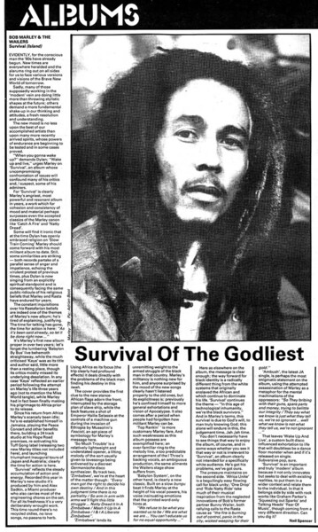 Bob Marley album review in NME dated 29th September, 1979...