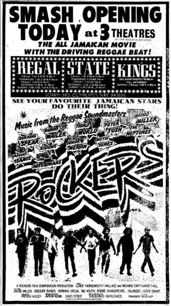 ROCKERS - Smash Opening Today at 3 Theatres - The Daily Gleaner - September 26, 1979...