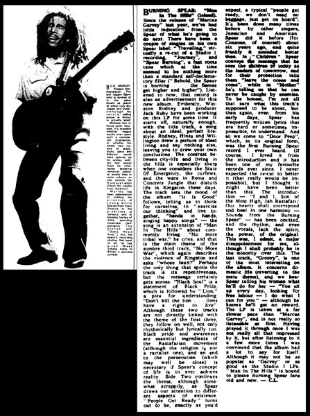 Bob Marley and Burning Spear in Melody Maker - September 25, 1976...