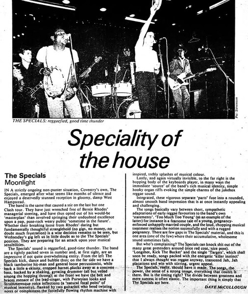 The Specials gig review in Sounds dated 24 March 1979