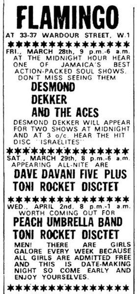 Advert in Melody Maker dated 29 March 1969